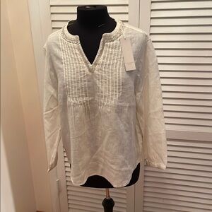 NWT Calypso St. Barth  100%linen top with sequined trim L